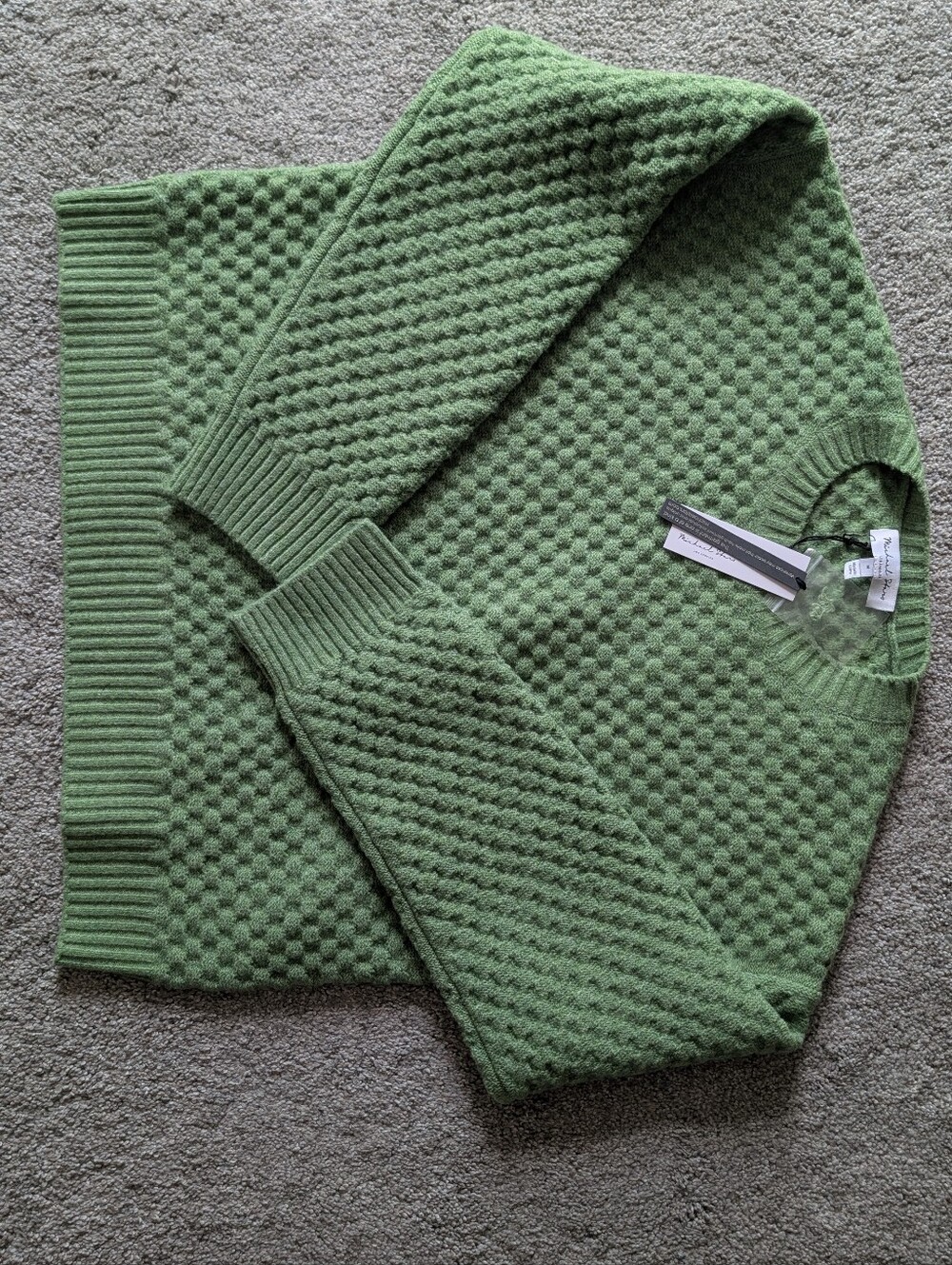 Bright Green Textured Crewneck Sweater - Women